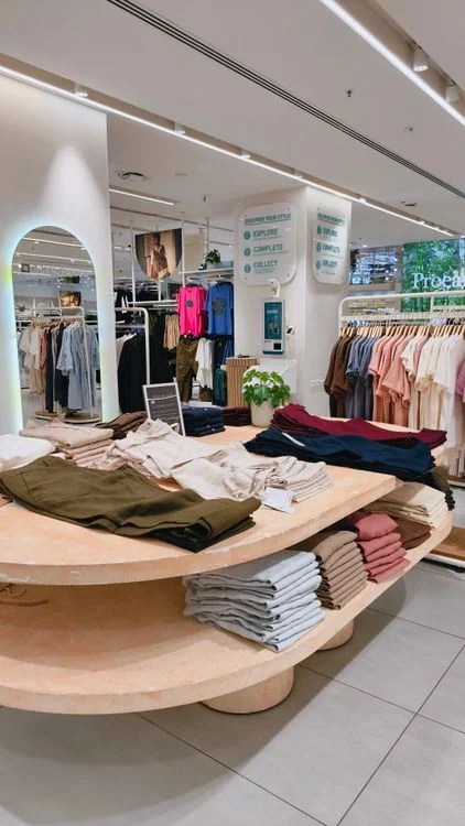 Clothing store displays and shopping area